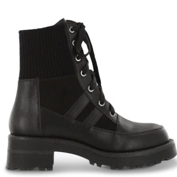 MIA Malcolm Black Combat Boots w/sock detail - Picture 2 of 7